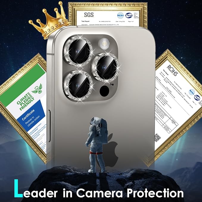 YWXTW Designed for iPhone 15 Pro/iPhone 15 Pro Max Camera Lens Protector Bling