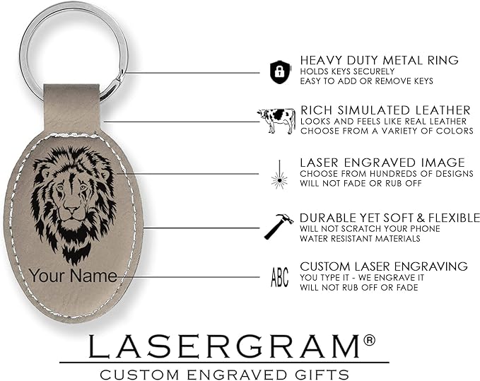 LaserGram Oval Keychain, Off Road Racer, Personalized Engraving Included (Light Brown)