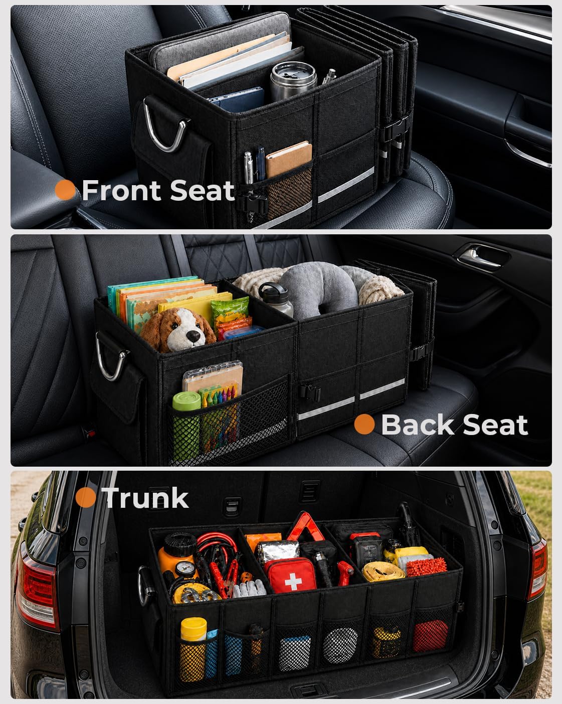 Car Trunk Organizer for SUV, 112L with Cooler Bag, Lid and Dividers