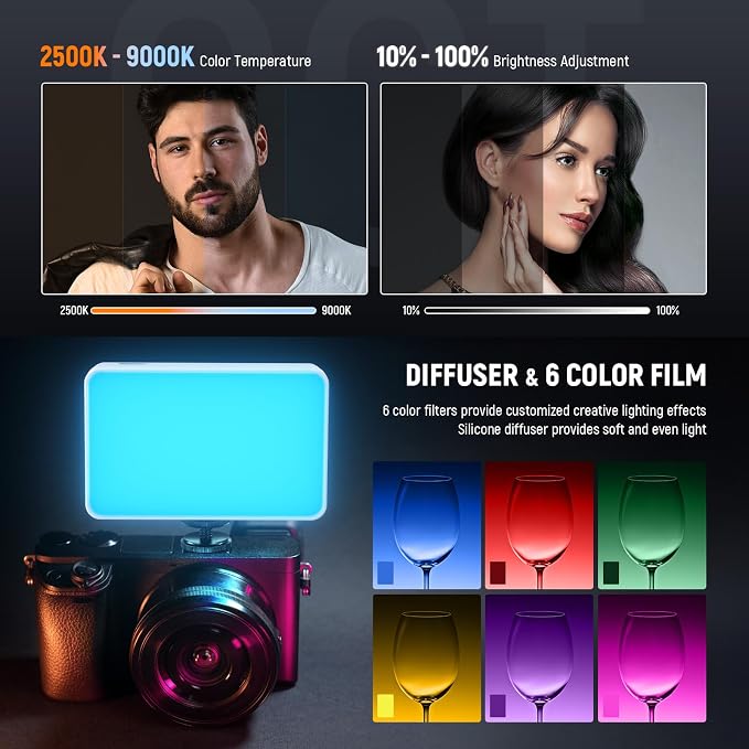NEEWER Basics LED Selfie Phone Light, Rechargeable 2500-9000K Clip On Fill Light