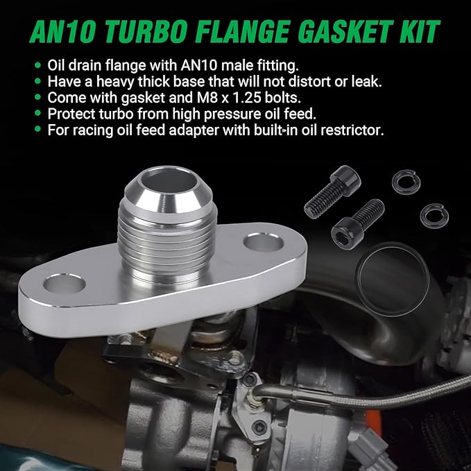 AN10 Oil Drain Flange,Funnel Type Oil Return with O Ring for T3 T4 GT28 GT30 GT35 T25 Turbo Charger CNC Process Leak Proof