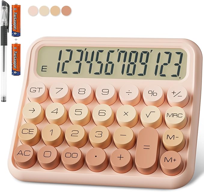 Mechanical Calculator 12 Digit Extra Large 5-Inch LCD Display, DECKLIT Battery
