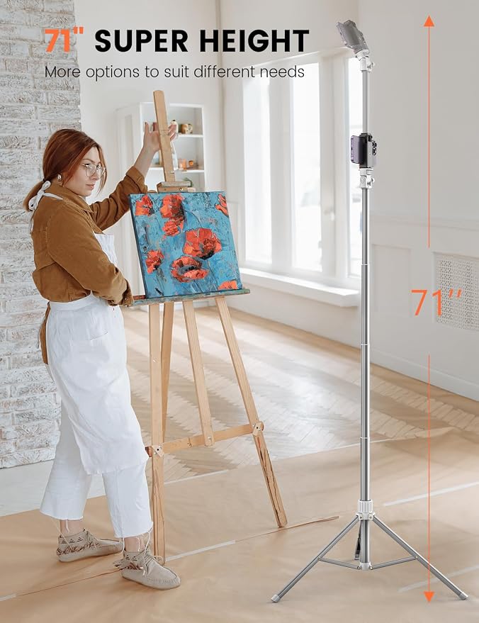 71'' Phone Tripod Stand, Extendable Reinforced Aluminum Phone Stand