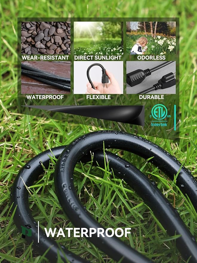 PLUGTUL 3 FT Extension Cord Black, 4 Pack Short Power Cord, Indoor/Outdoor 16 Gauge 3 Prong Grounded Wire ETL Listed, 13A 1625W 125V SJTW