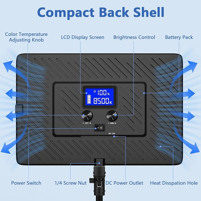 Led Video Light Panel Lighting Kit, QEUOOIY 2-Pack Bi-Color Photography Lighting