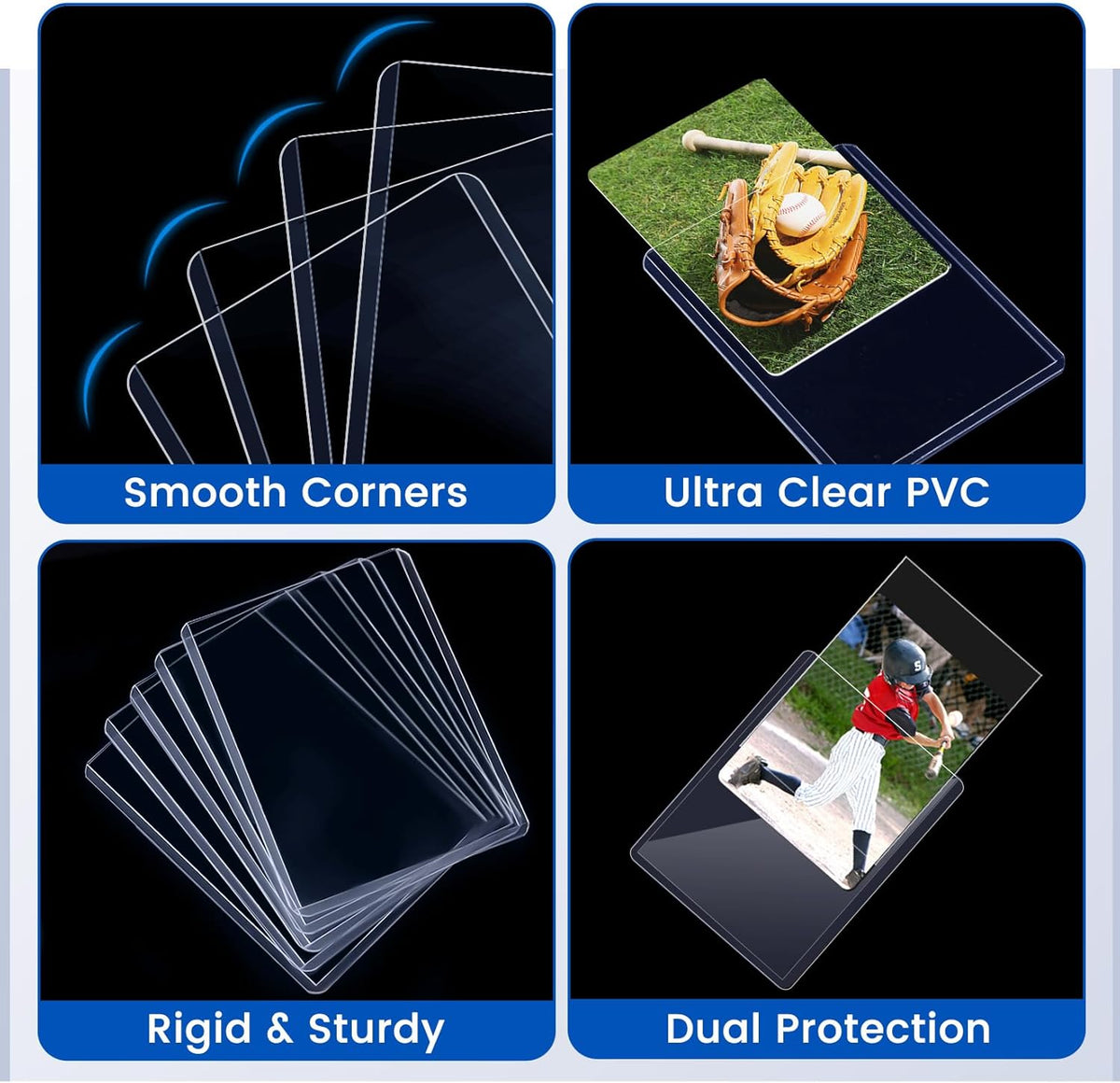 Sooez 35PT Card Sleeves - Rigid Hard Plastic Protectors for Baseball & Trading Cards | 3" x 4" - 18 Count