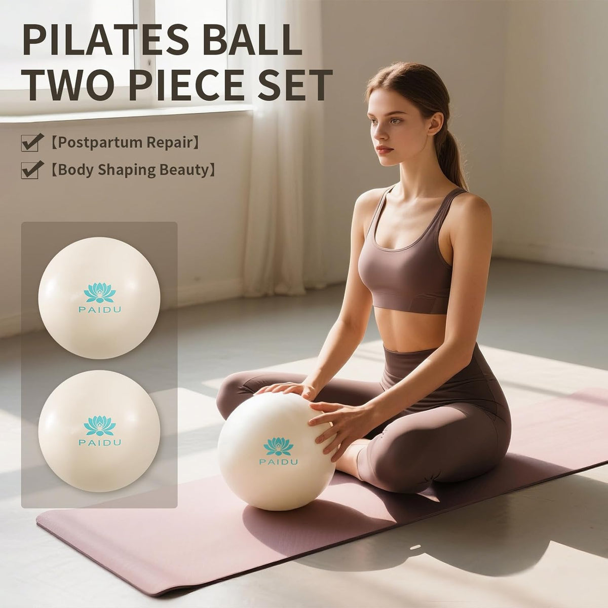 PAIDU Pilates Ball - 10-Inch Anti-Explosion Mini Yoga Ball for Core Training & Stability