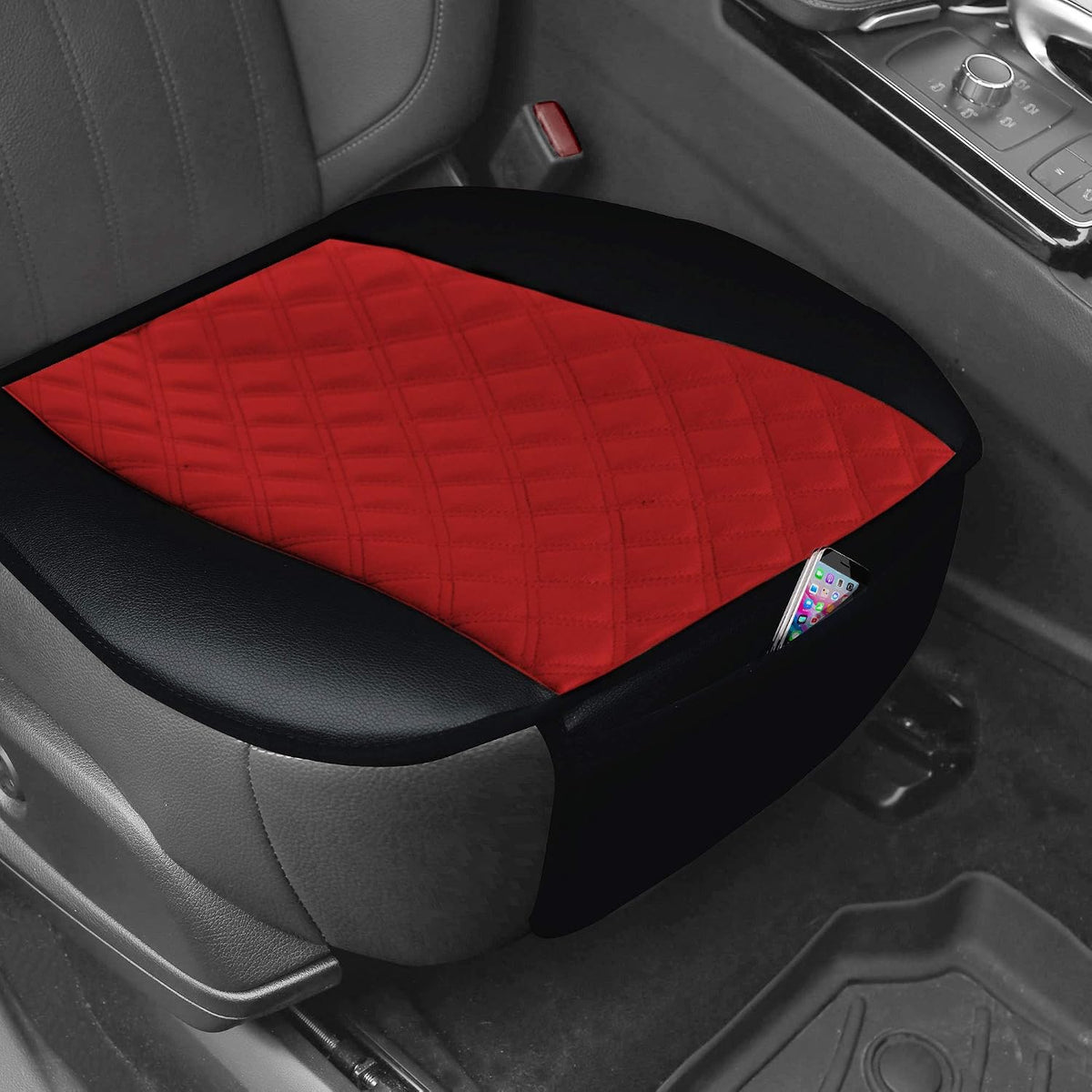 FH Group Car Seat Cover Cushion - 2 Pack Seat Covers for Cars Trucks SUV, Faux Leather Car Seat Cushions, Waterproof Car Seat Cover Cushion, Universal Fit Car Seat protector Front Set Red