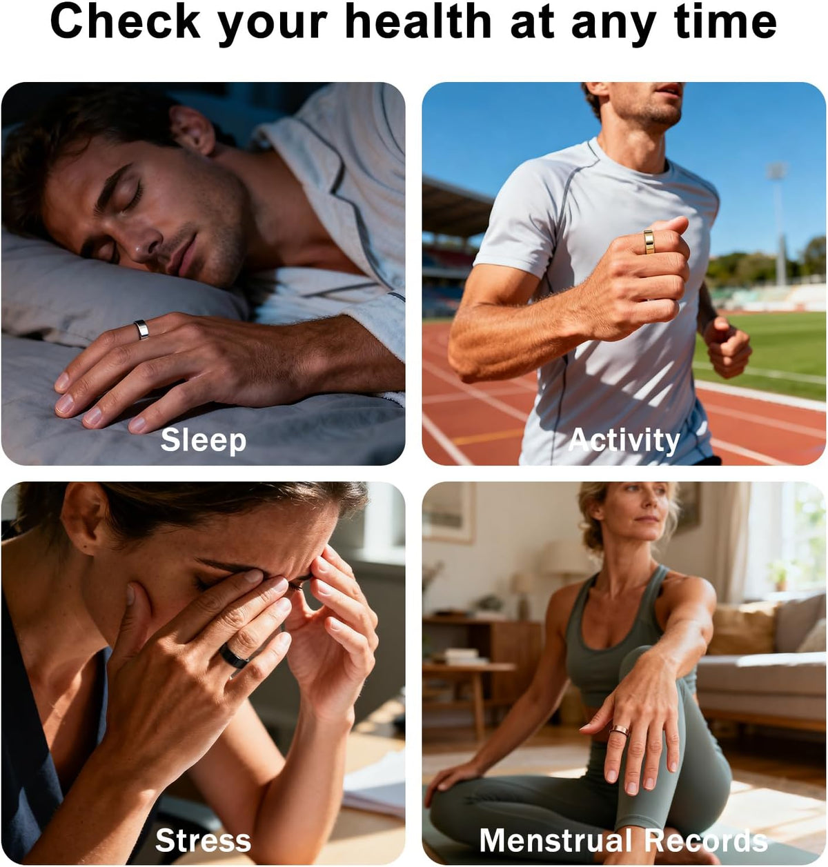 POBOVi Smart Ring - Sleep, Fitness, Stress & Heart Rate Tracker - 5-Day Battery Life | Wireless Charging, iOS & Android Compatible (Rose Gold, Size 7)