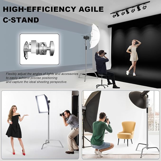 C Stand with Boom Arm, Photography Light Stand Kit