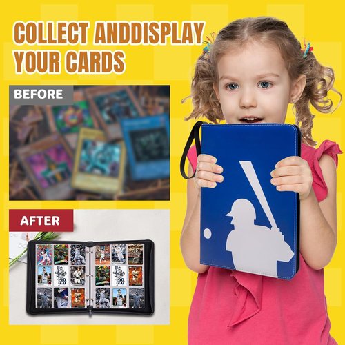 Baseball Card Binder - 990 Pockets Sports Trading Card Holder Album with 55 Removable Sleeves
