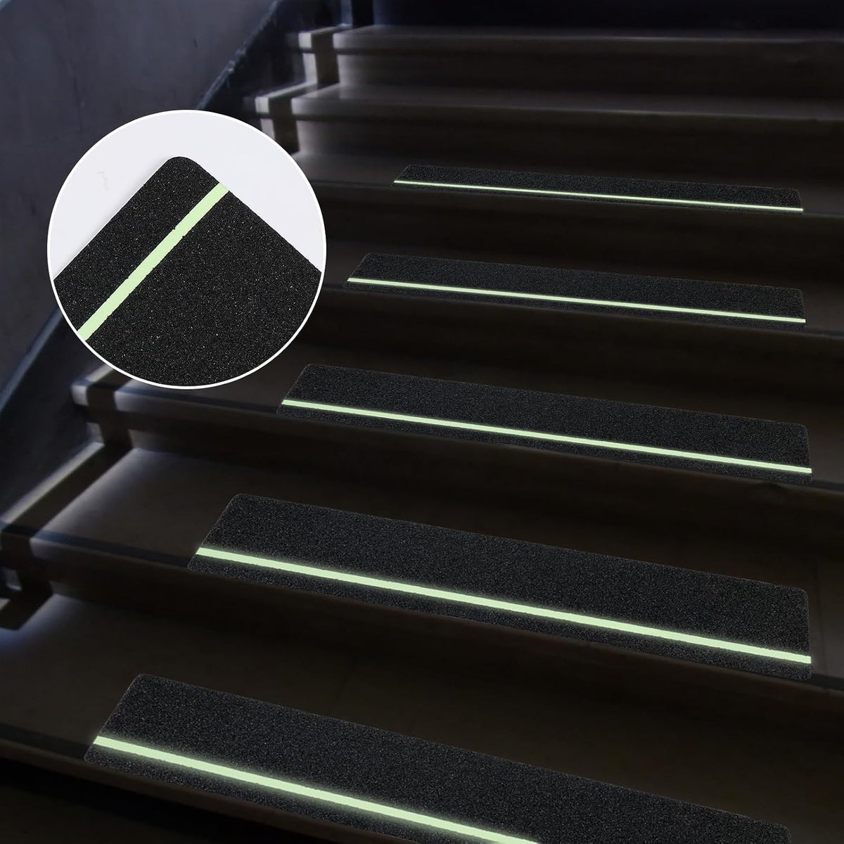Anti Slip Tape with Glow in The Dark Stripe 6Inch x 20FT Best Grip Non Slip Strips Tape High Traction Abrasive Adhesive for Step