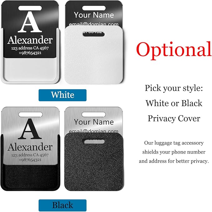 Stainless Steel Personalized Luggage Tags for Suitcases - Custom Name ID Travel Tags for Luggage, Backpacks and Bags - Metal Travel Essentials Accessories for Kids, Women and Men - Bulk Set (3 Pack)