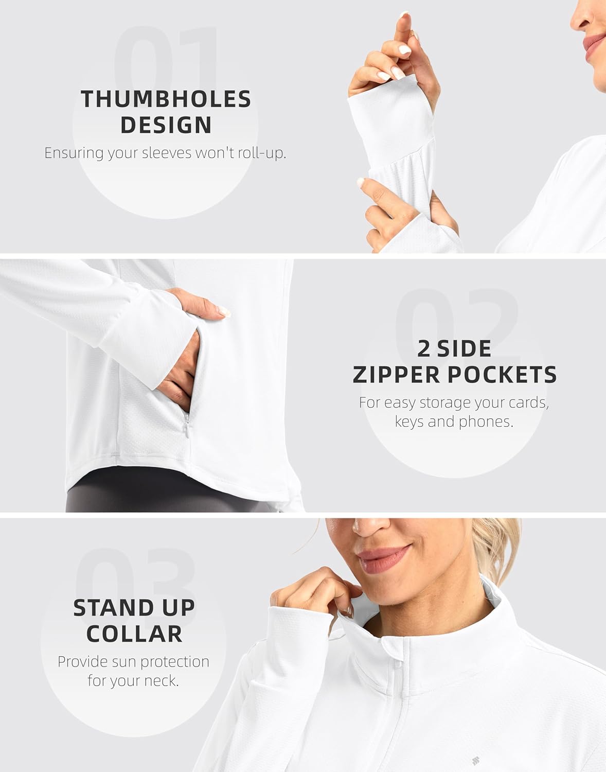 Soothfeel Women's Lightweight Athletic Jacket - UPF 50+ Sun Protection, Zip-Up, Long Sleeve | Ideal for Hiking & Workouts
