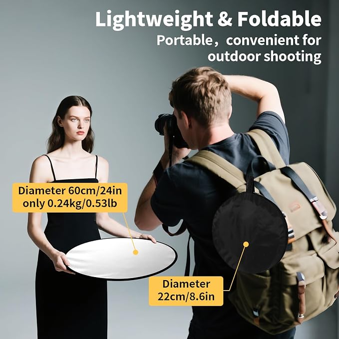 24/32/43/52in Reflector Photography, 5 in 1 Light Diffuser
