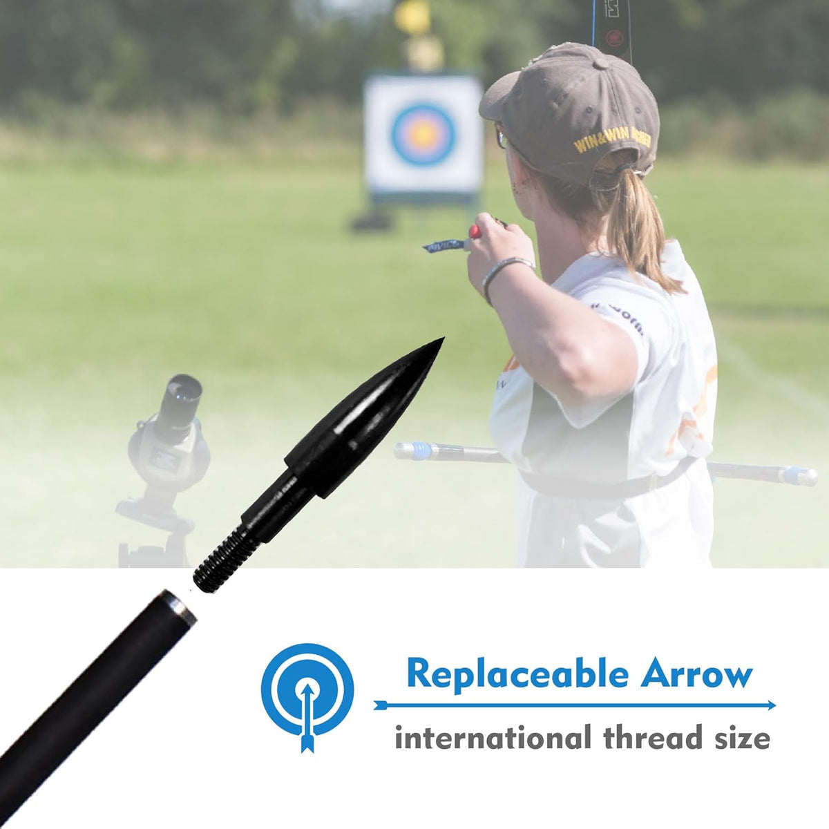 Skiennix Archery Arrow Tips - 12pcs Field Tips for Recurve & Compound Bows | 100-200 Grain, 5/16 Inch