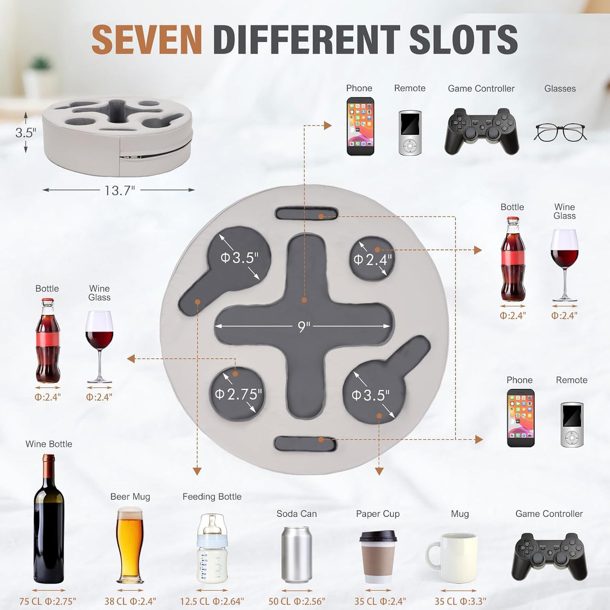 INNO STAGE Couch Cup Holder Pillow Sofa Caddy Buddy