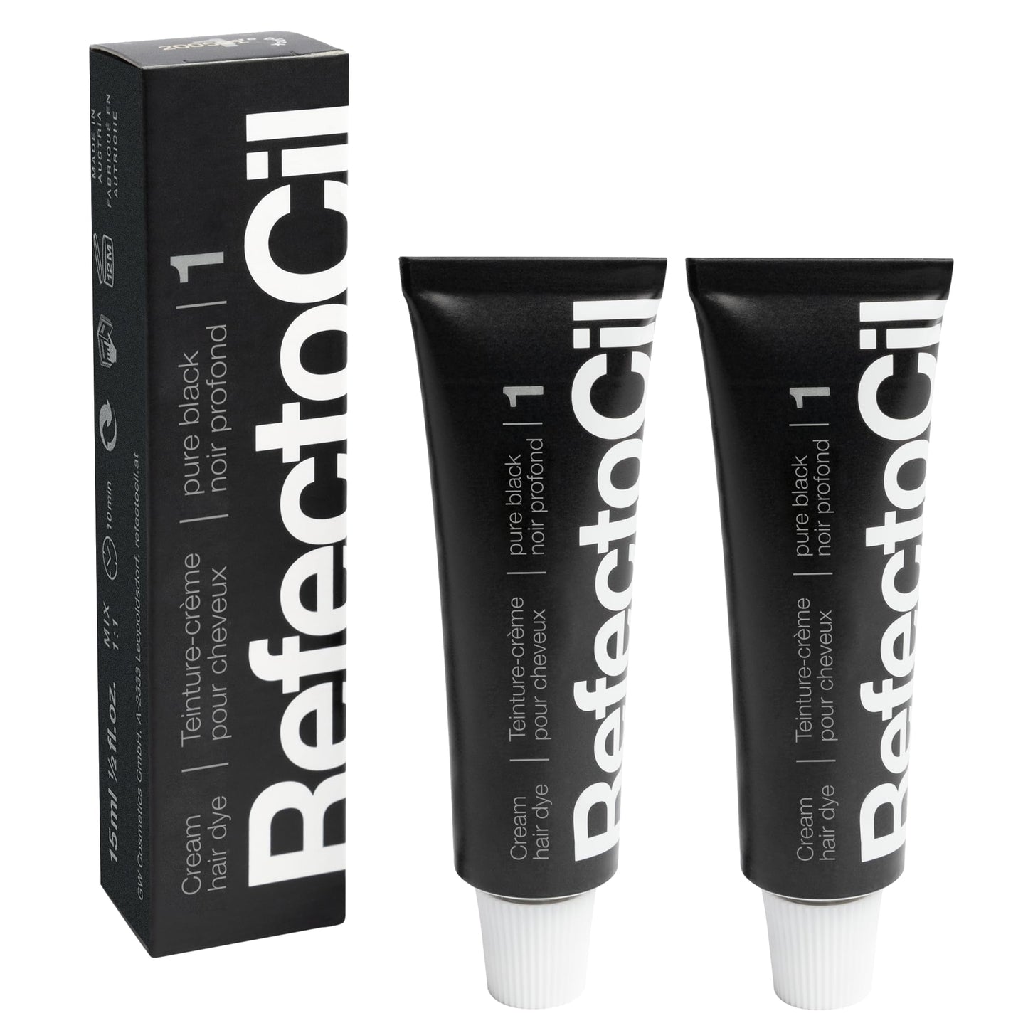 Refectocil Cream Hair Dye 2-Pack - Professional Hair Tint For Long-Lasting Color - Black (#1)
