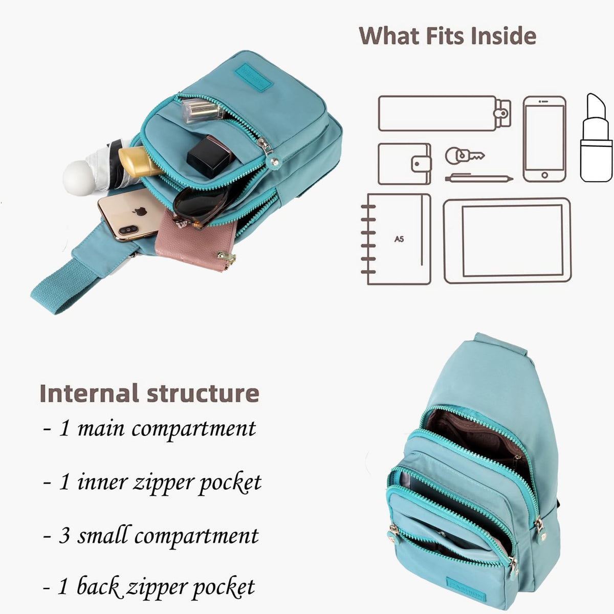YAZEKOUS Small Sling Bag - Women's Crossbody Backpack for Travel & Outdoor Activities
