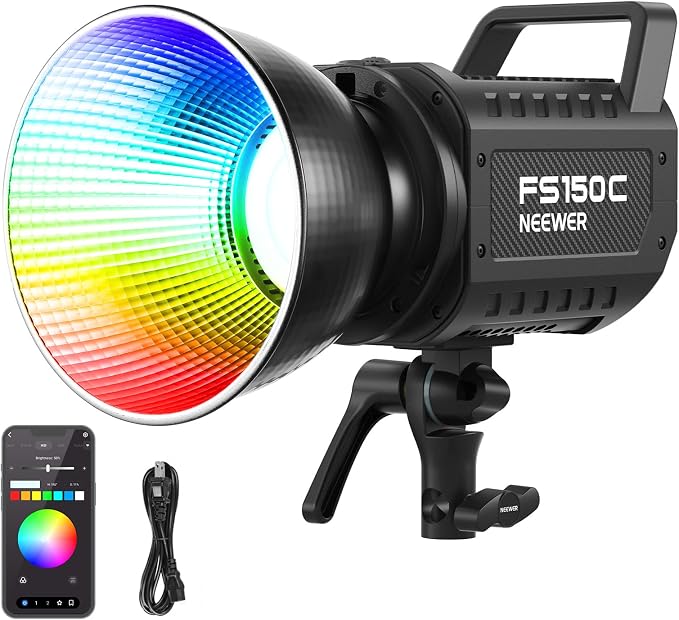 NEEWER 130W RGB LED Video Light APP/2.4G Control 17 Effects, 2500-7500K