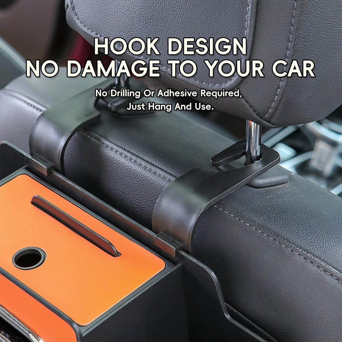Car Organizer, Backseat Organizers Hanging Storage, Car Organizers and Storage Box, Multifunctional Car Organizer Box with Tissue & Cup Holders