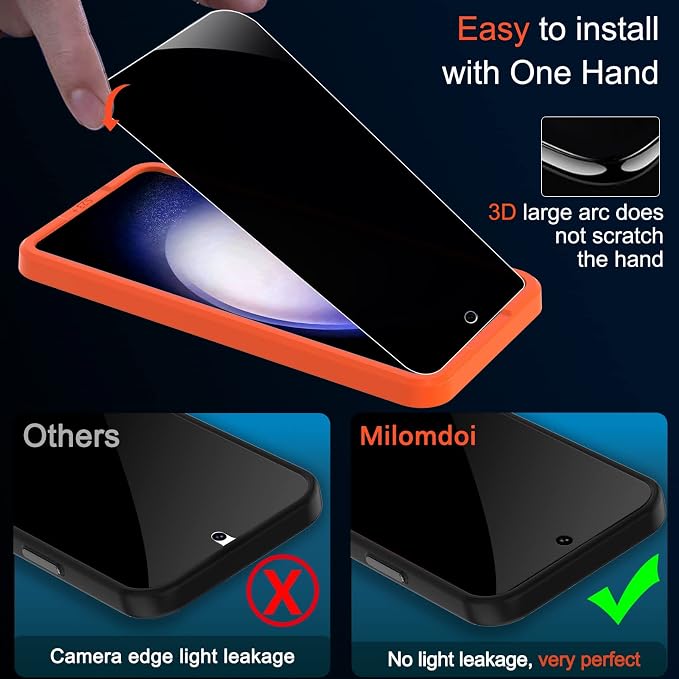 Milomdoi for Samsung Galaxy S23 Plus S23+ Privacy Screen Protector Tempered