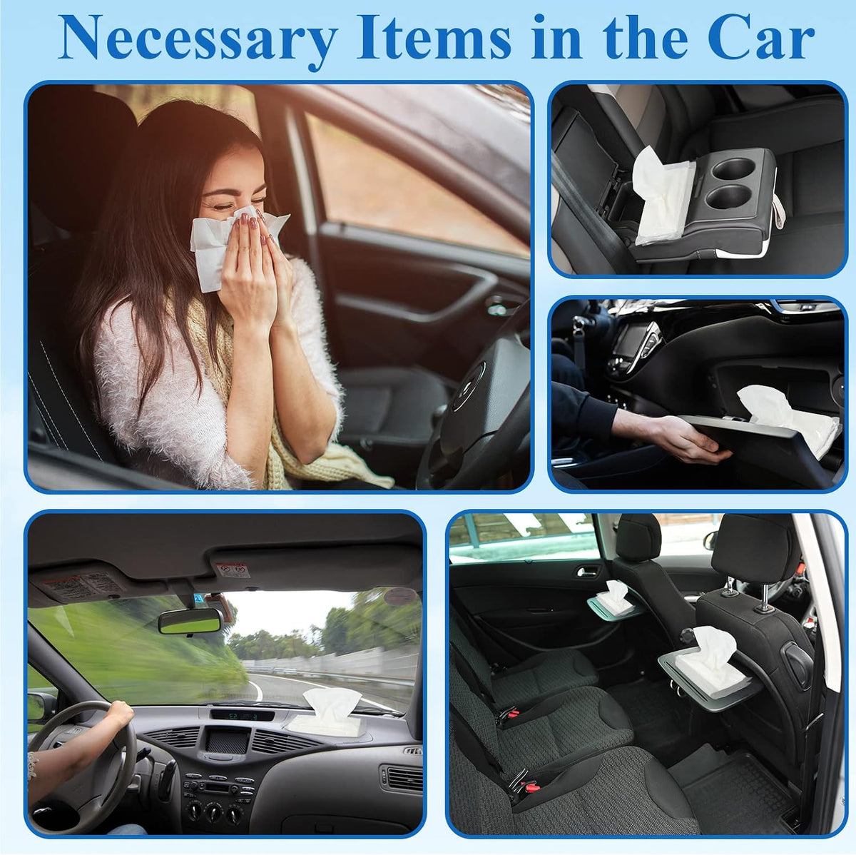 Crtiin 50 Pack Car Tissue Refills 3 Ply Auto Visor Facial Napkin Refills