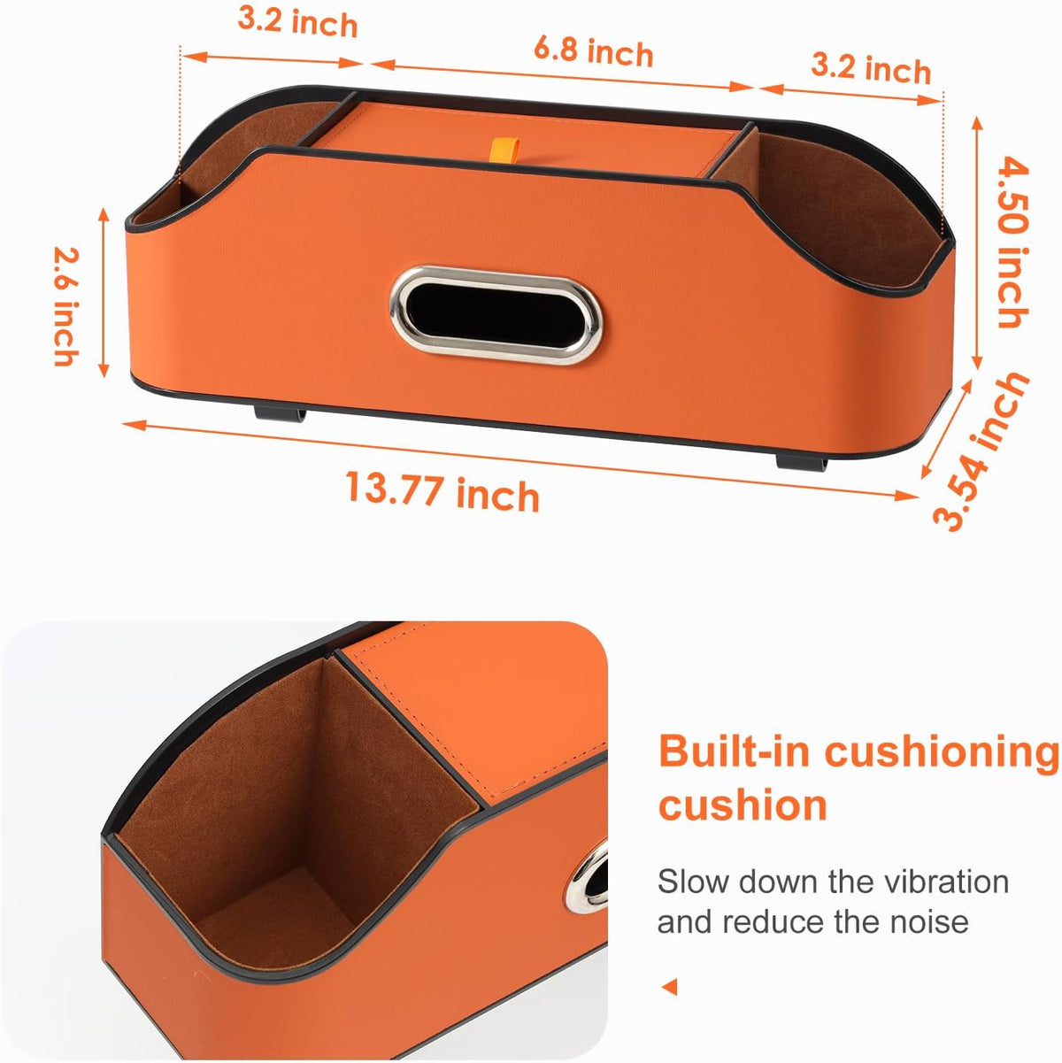 Car Seat Back Cup Holder, 4-in-1 Multifunctional Backseat Organizer with Tissue Box Storage & Hooks (Orange)
