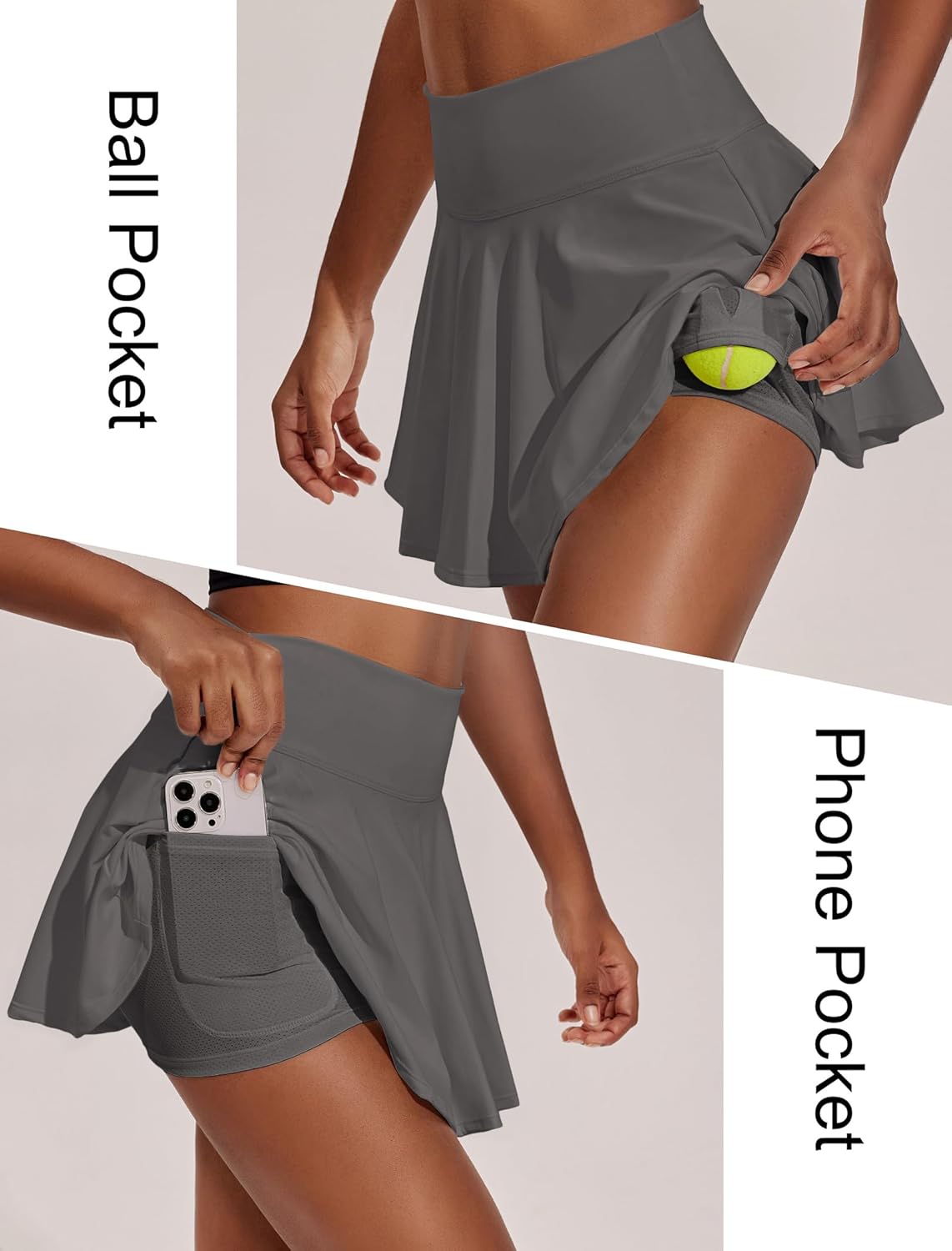 PINSPARK Women's Tennis Skirt - Pleated High-Waisted Golf Skort with Pockets for Workout & Pickleball