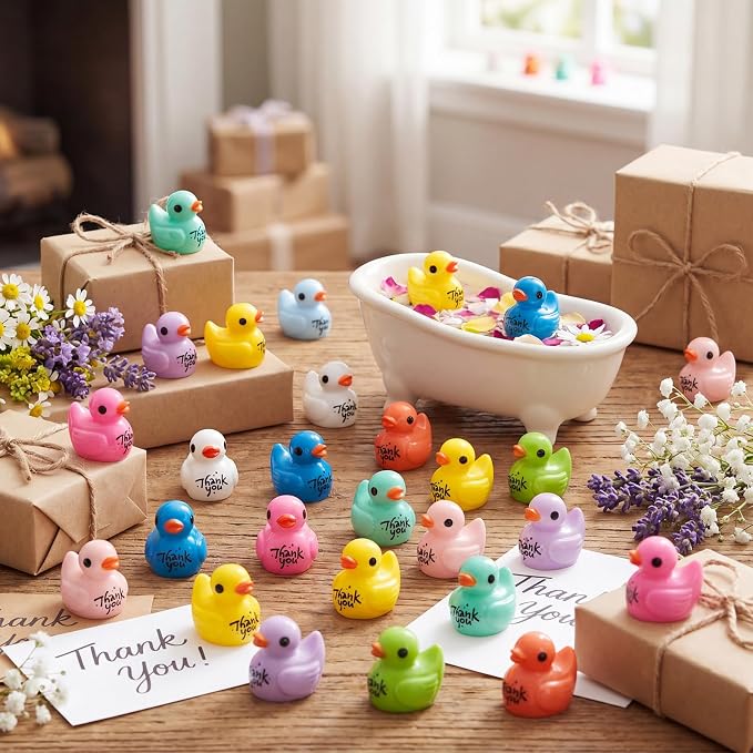 Skylety 50 Pcs Thank You Gifts Mini Resin Ducks Appreciation Gifts