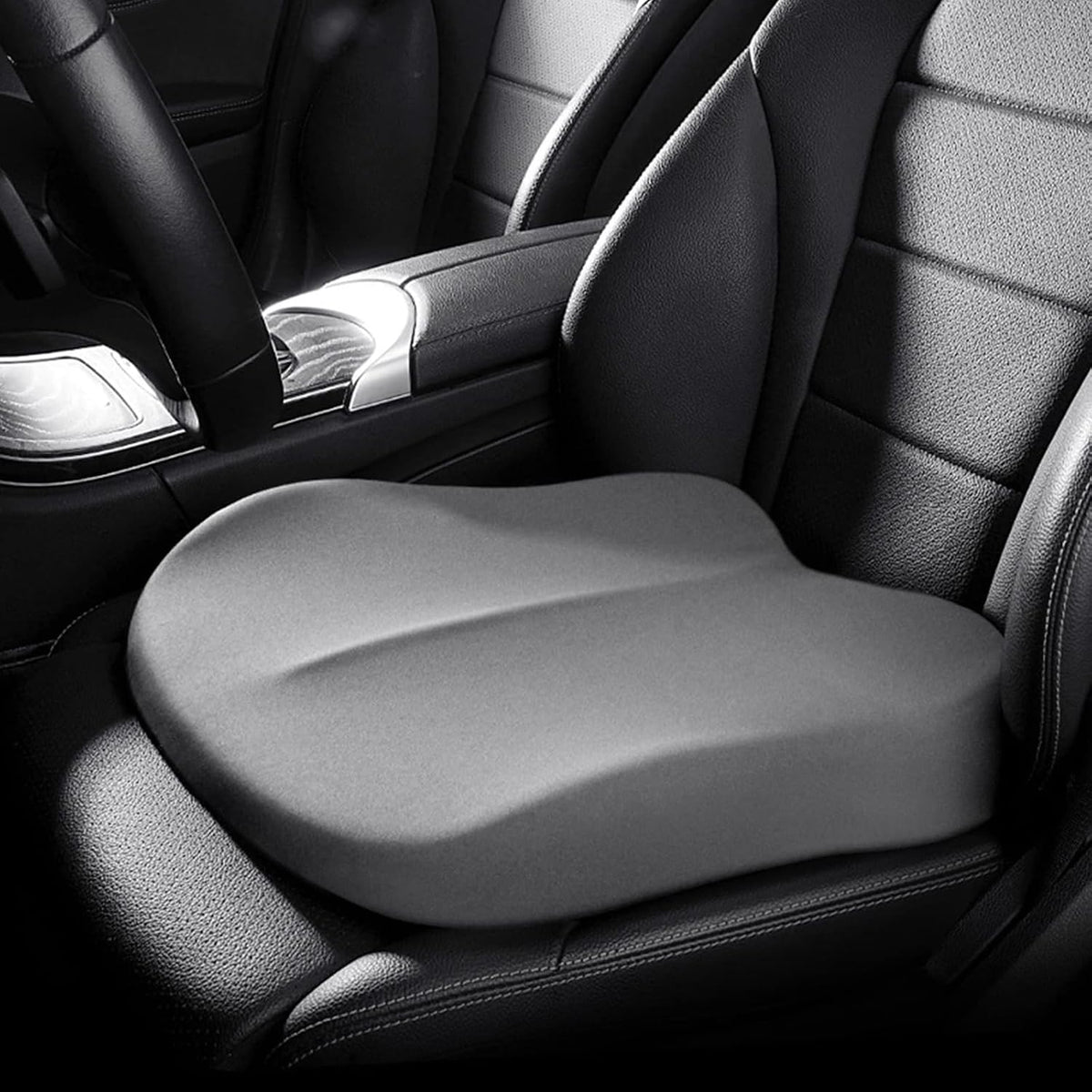 Wedge Car Seat Cushions for Driving, Adult Booster Seat Cushion for Car Truck Driver, Memory Foam Butt Cushion for Office Chair Wheelchair Home, Cloth Grey