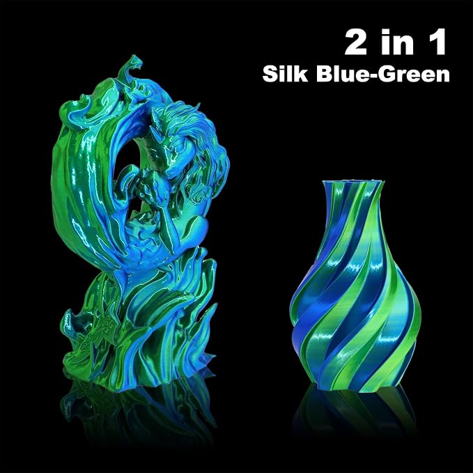 LOVOON PLA Filament 1.75mm Silk Blue Green dualcolor Change by Angle 3D