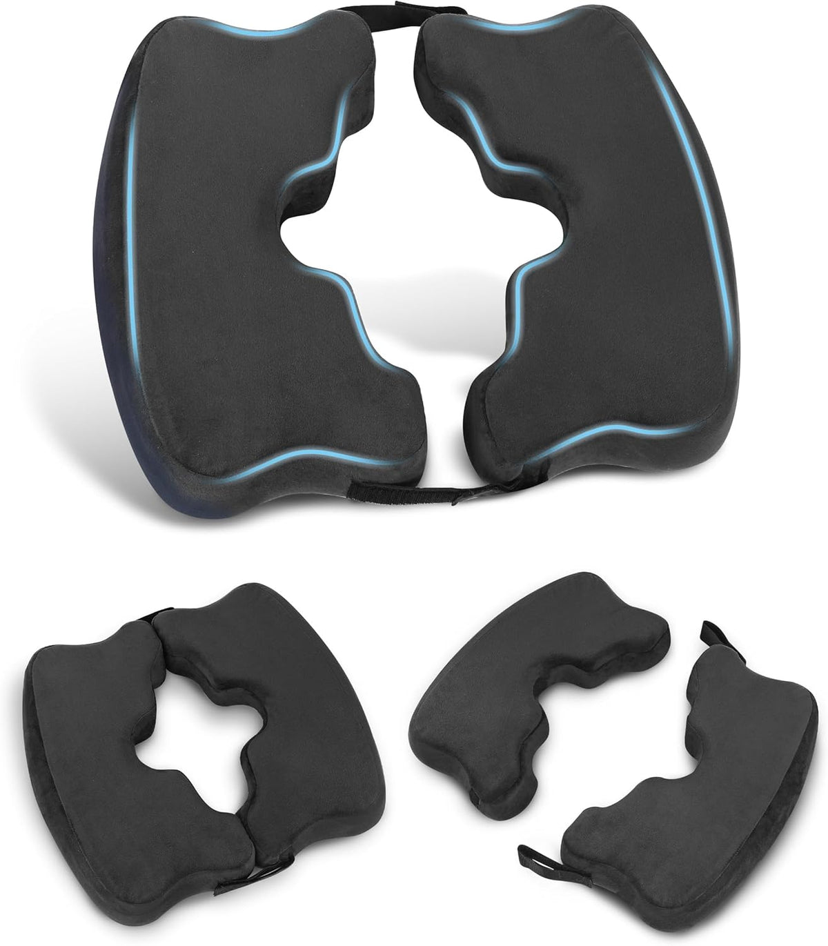 HOMCA Bed Sore Cushions for Butt, Memory Foam Bedsore Pressure Relief Cushion for Sleeping and Sitting, Hemorrhoid Cushion for Coccyx, Sciatica, Postpartum Recovery, and Surgery Rehabilitation(Black)