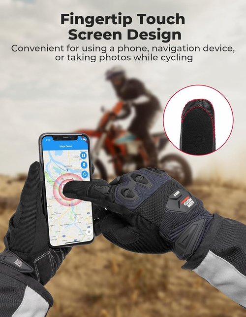 KEMIMOTO Dirt Bike Gloves - Touchscreen Silicone Protection for Men | Outdoor Sports & Racing