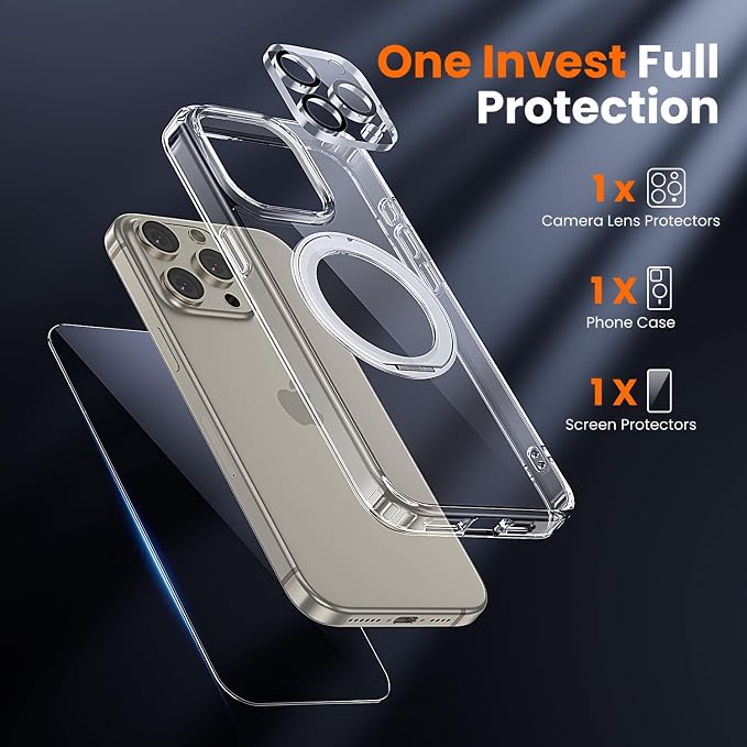 toushion 3 in 1 for iPhone 15 Pro Max Case Stand |Build in Kickstand, Screen