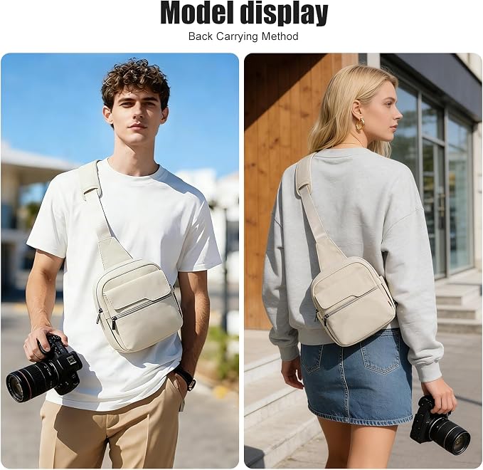 Cwatcun Camera Bag Small Compact Camera Sling Case, Waterproof Canvas Crossbody