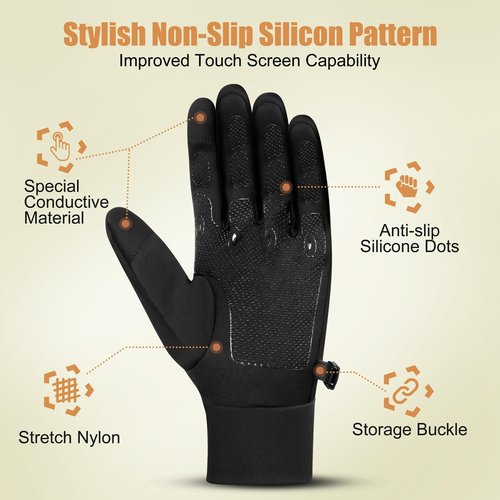 Ihuan Winter Running Gloves - Touch Screen Sensitive Fingers for Cold Weather | Lightweight Ski & Hiking Gear