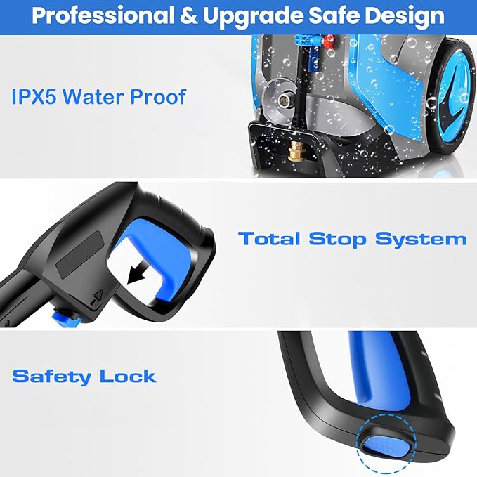 Pressure Washer 5000PSI Power Washer with M22-14mm Pressure Hose 33FT, Blue