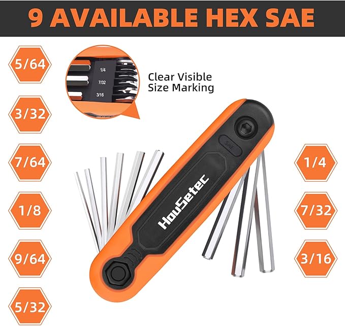 Elayce Allen Wrenches Sets - 17Pcs Hex Key Set Metric & Standard SAE Folding Allen Key| 2 Pack Portable Small Wrenches Sets for Hex Head Socket Screw, Stocking Stuffers, Unique Gifts For Men