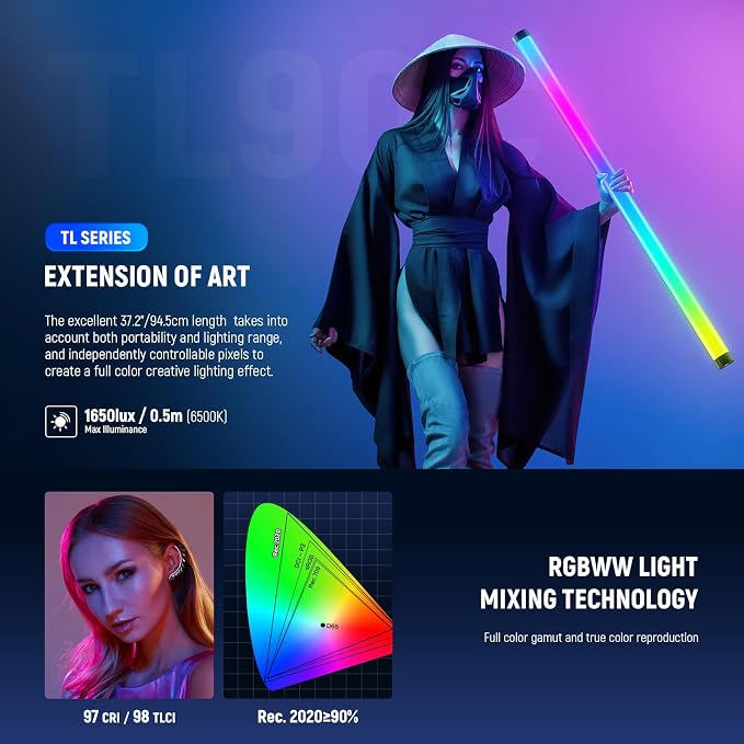 NEEWER RGB Tube Light, 30W LED Video Light RGBWW Full Color Stick Light Wand