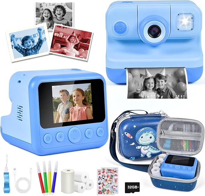Kids Instant Print Camera, 30MP 1080P HD Digital Camera