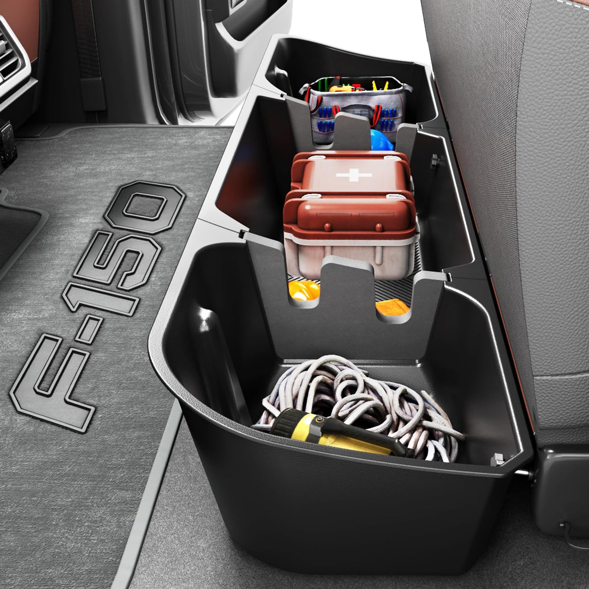 FengYu Under Seat Storage Box for 2015-2026 Ford F-150 F150 SuperCrew Cab