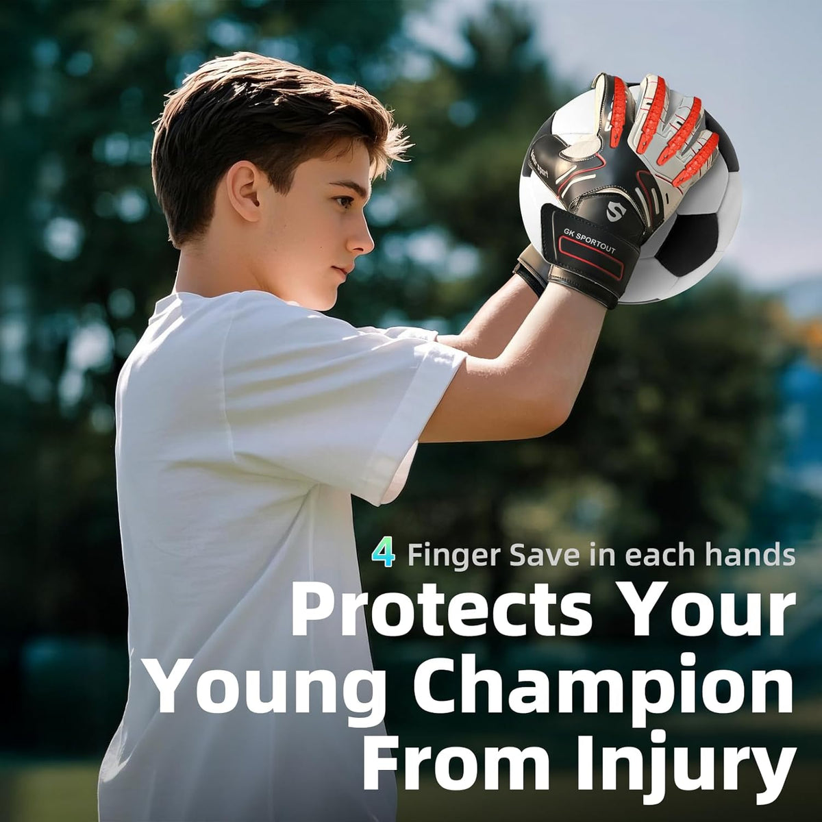 Sportout Goalie Gloves - Strong Grip & Finger Protection for Youth & Adults | 4 Colors Available