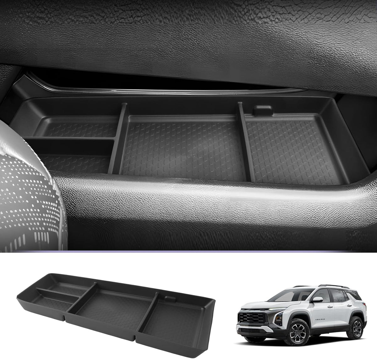 LUWU for 2026 2027 Equinox Lower Center Console Organizer Armrest Storage Box Armrest Organizer Insert Tray Console Organizer Storage Tray 2025 2026 2027 Chevy Equinox Accessories