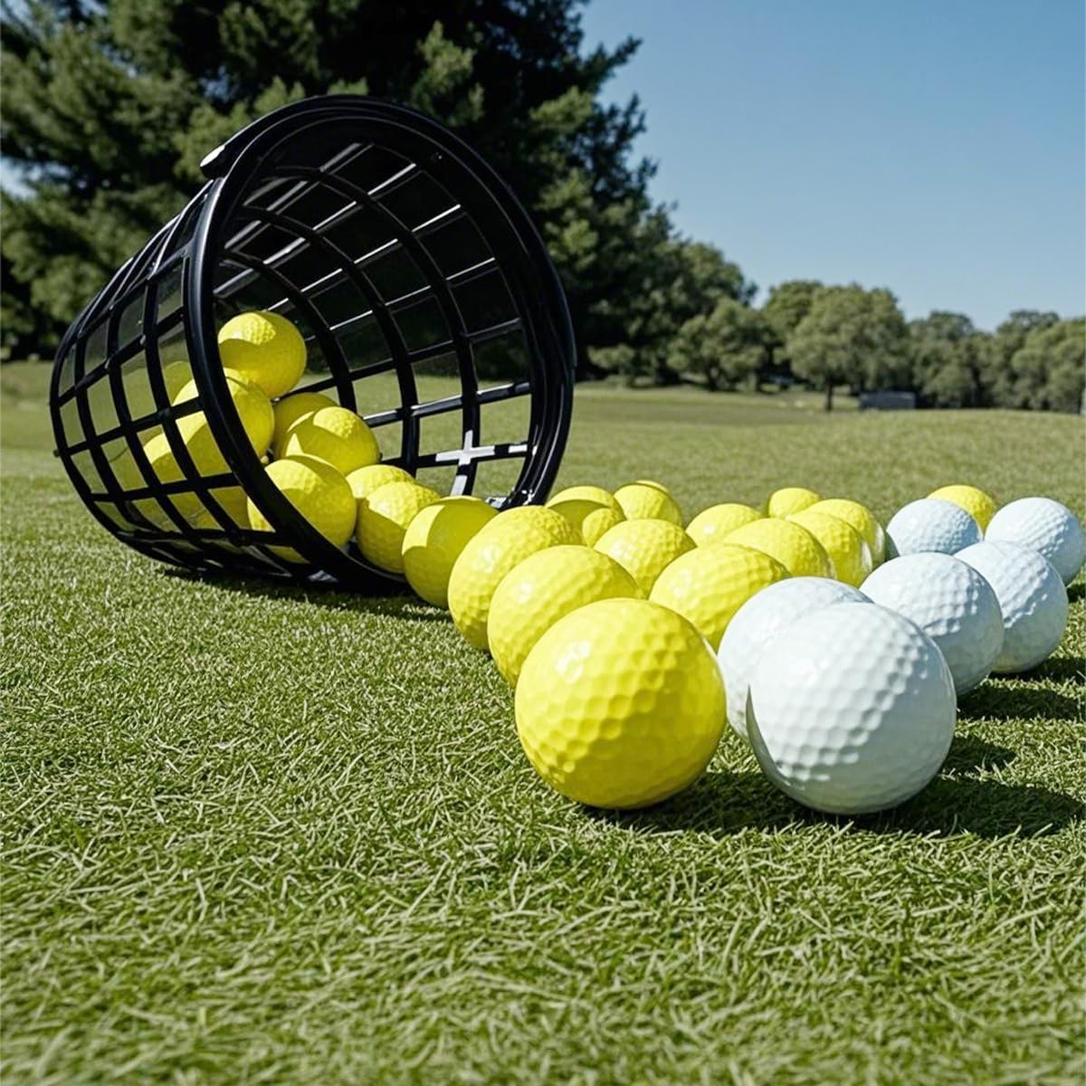 ZLY Golf Ball Basket - Durable Plastic Ball Holder with Handle | Holds 50 Balls - Black