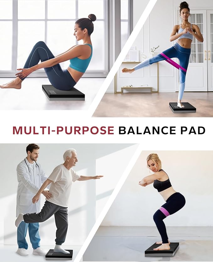 HAPBEAR Exercise Balance Pad - 15"x12" Non-Slip Textured Bottom Stability Training Mat - 2.25" Thick Soft Cushioned Foam for Physical Therapy, Core Training & Home Workouts