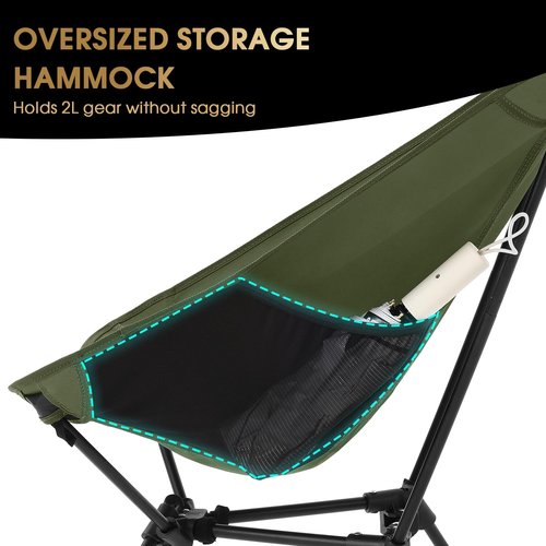 MOON LENCE Portable Camping Chair, Lightweight Folding Backpacking Hiking Chair, Plus Size Compact Yet, Support 330 lbs (Green)