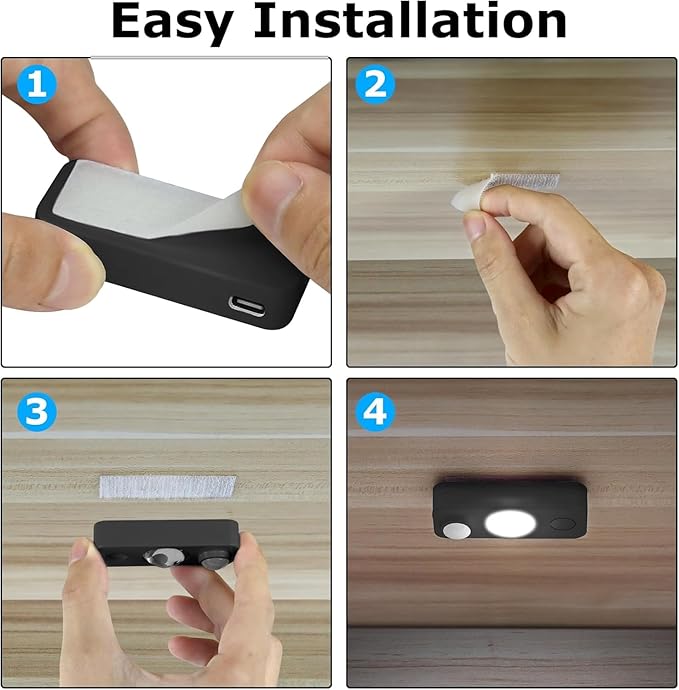 LED Motion Sensor Puck Lights, Rechargeable Cabinet Lights, Stick on Wireless LED Night Light for Closet, Drawer, Shelf, Under Cabinet, Warm White 8Pack, USB Charging Cord Included