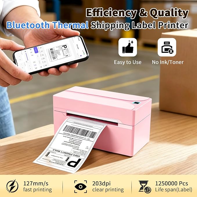 Shipping Label Printer, 4X6 Bluetooth Thermal Label Printer