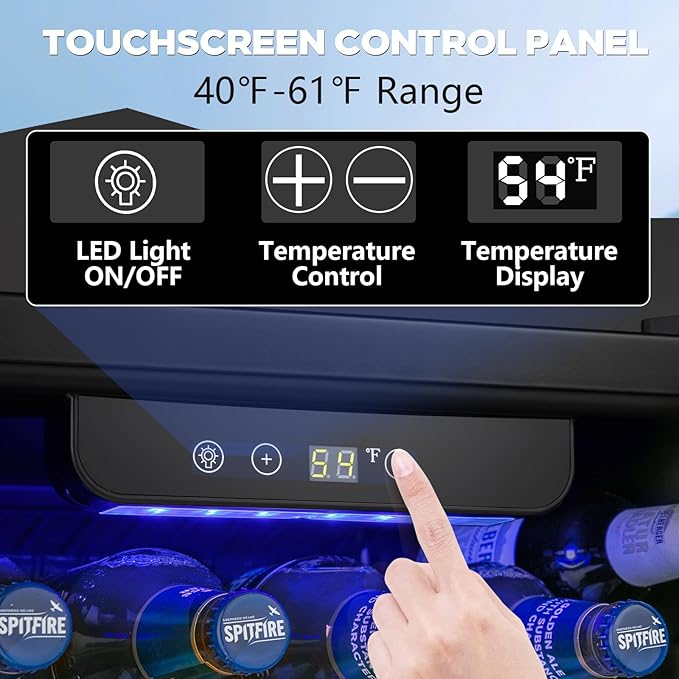 Electactic 2.6 Cu.ft Beverage Refrigerator Cooler, 95 Can Mini Fridge Glass Door with Adjustable Shelves, Digital Temperature Display, Freestanding Small Drink Fridge for Home, Office or Bar(Black)